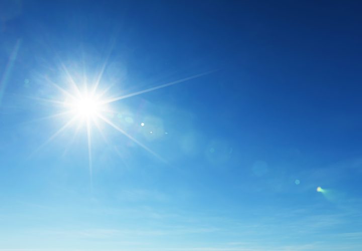 Blue summer sky and sun