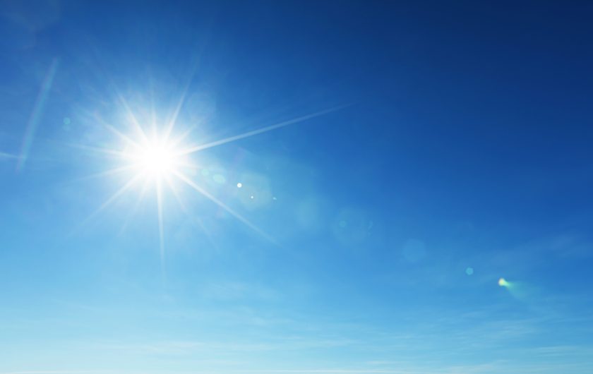 Blue summer sky and sun